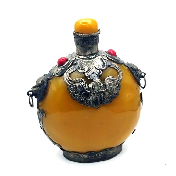 Artisan Other - Antique Chinese Tibetan Fat Yellow Beeswax Perfume Snuff Bottle w/Stopper